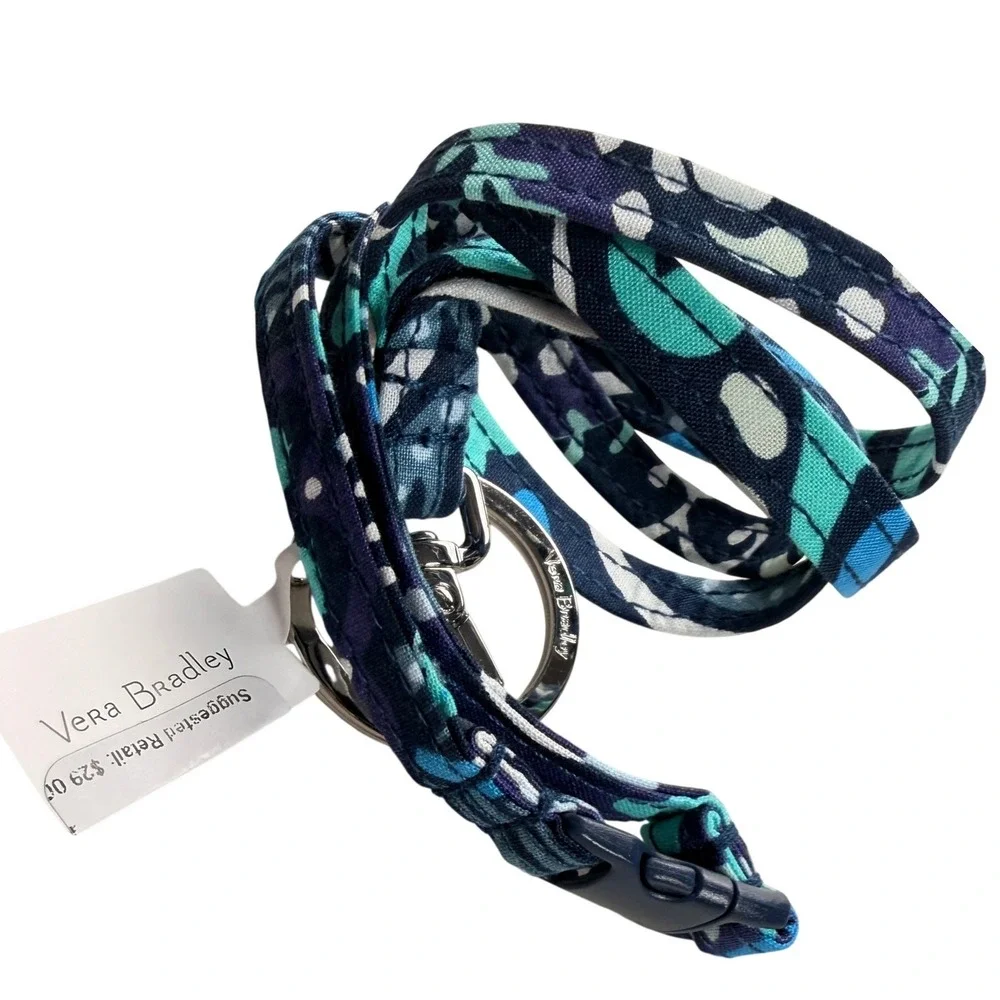 Vera Bradley Breakaway Lanyard Blue Island Medallion Floral Keychain Ocean Gift